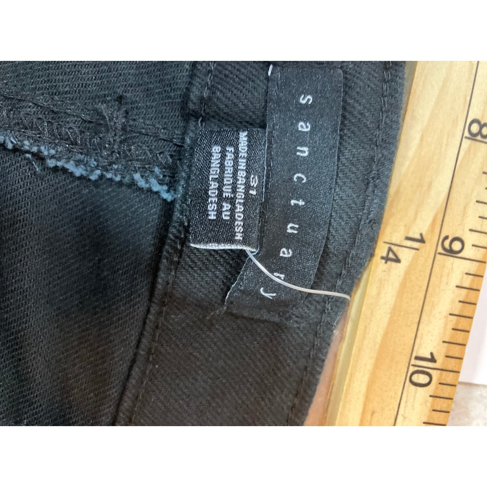 Sanctuary Black Denim Jeans Womens Size 31 Wide Leg Cropped Pants Solid Black - Picture 6 of 9